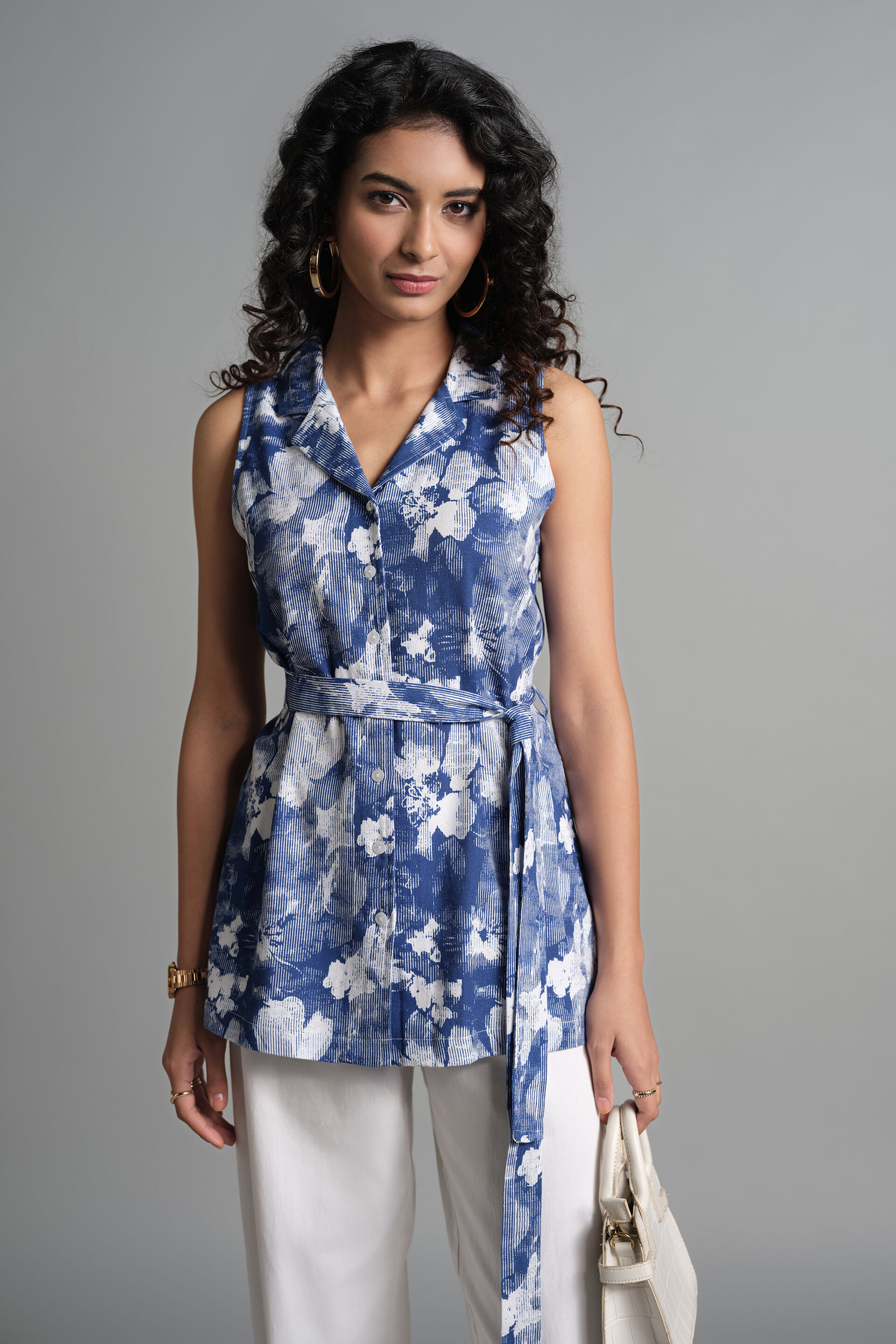 Blooms In Blues Top, Blue, image 1